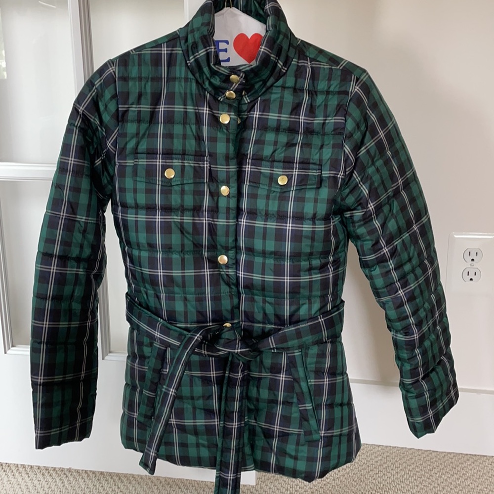 J Crew Navy & Green Puffer Coat - Size XS - Picture 2 of 9